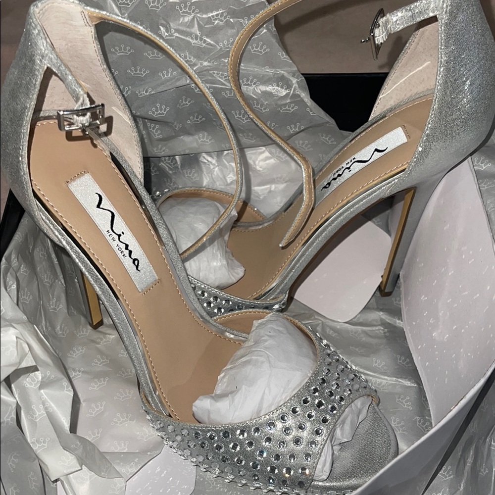 Nina Francia True Silver Reflective Heels